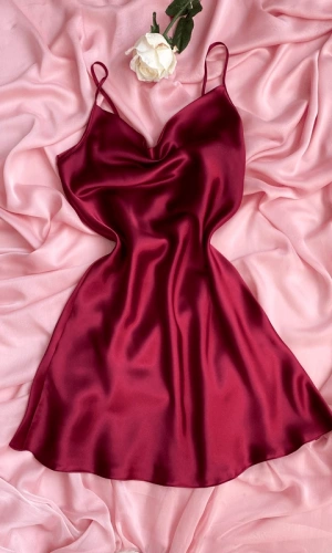 Degaje Yaka Saten Gecelik