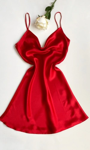 Degaje Yaka Saten Gecelik