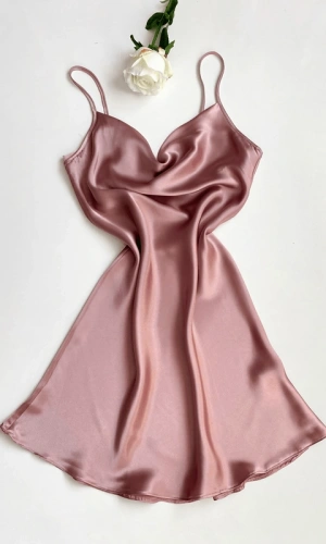 Degaje Yaka Saten Gecelik