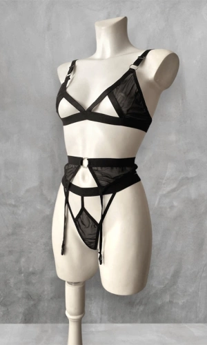 Dekolte Tül Jartiyer Takım