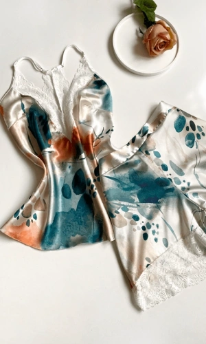 Patterned Satin Shorts Set