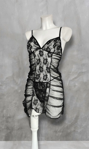 Drape Detaylı Tül Gecelik