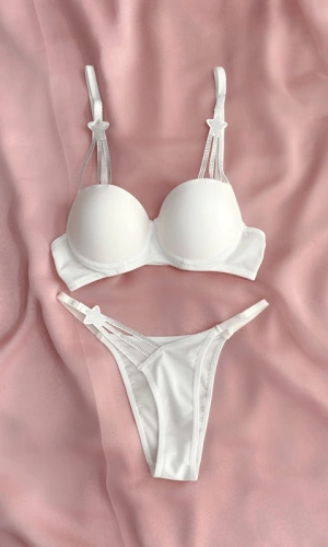 Ekru Yıldız Detaylı Destekli Sütyen Takım