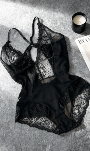 Elegance Black Lace Bodysuit