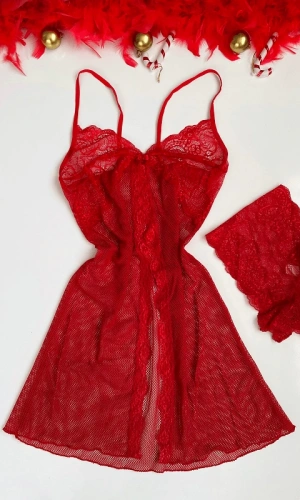 File ve Dantel Detaylı Gecelik