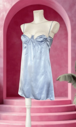 Göğüs Dantel Detaylı Saten Gecelik