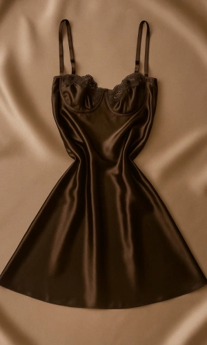 Göğüs Dantel Detaylı Saten Gecelik