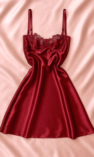 Göğüs Dantel Detaylı Saten Gecelik