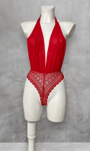 Göğüs Dekolteli Boyundan Bağlamalı Bodysuit
