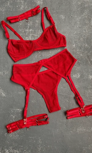 Ring Detailed Garter Set