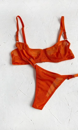 Ring Detailed Tulle Bra Set