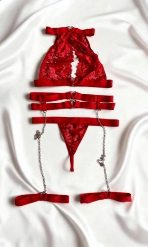 Kalp Detaylı Zincirli Jartiyer Takım