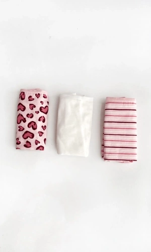 Kalp ve Çizgi Desenli 3lü Pamuklu Slip