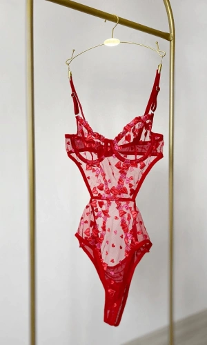 Heart Embroidered Bodysuit