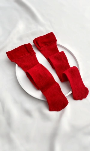 Kırmızı File Jartiyer Çorap