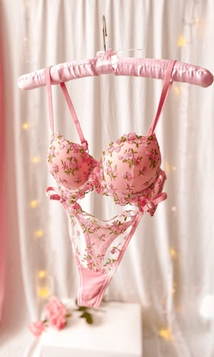 Küçük Çiçekli Destekli Sütyen Takım