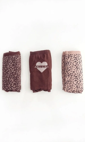 Leopar Desenli 3lü Büyük Beden Pamuklu Slip