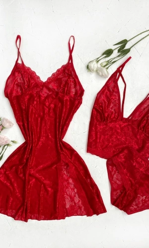 Lycra Nightgown & Shorts Set Combine