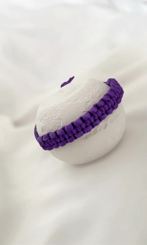 Mor Makrome Örgü Bileklik