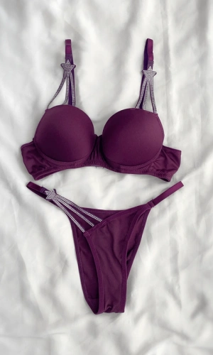 Mor Yıldız Detaylı Destekli Sütyen Takım