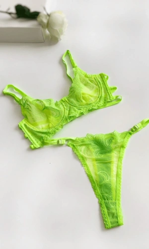Neon Yeşil Dantel Sütyen Takım