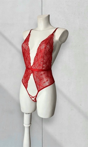 Private Area Open Lace Detailed Bodysuit