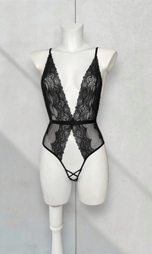 Private Area Open Lace Detailed Bodysuit