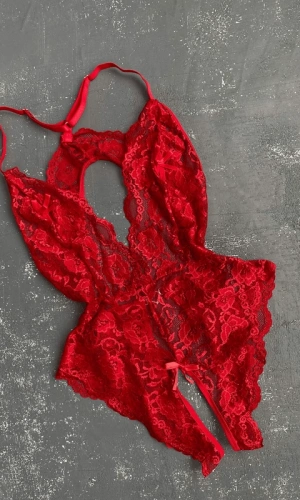 Özel Bölgesi Açık Kalp Detaylı Bodysuit