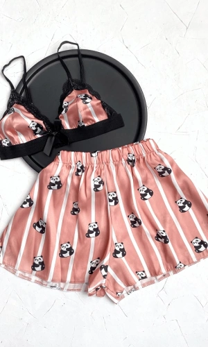 Panda Printed Shorts Set