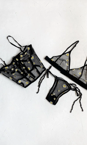 Daisy Printed Bustier & Printed Bra Set Combination