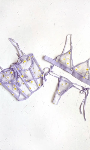 Daisy Printed Bustier & Printed Bra Set Combination