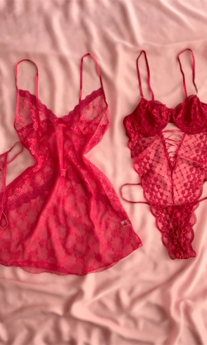 Pembe Tül Gecelik & Bodysuit Kombin