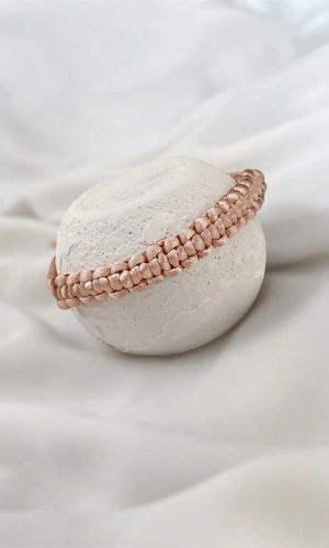 Pudra Makrome Örgü Bileklik