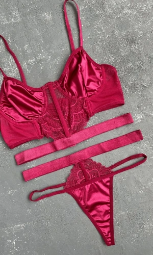 Satin Detailed Bustier Set
