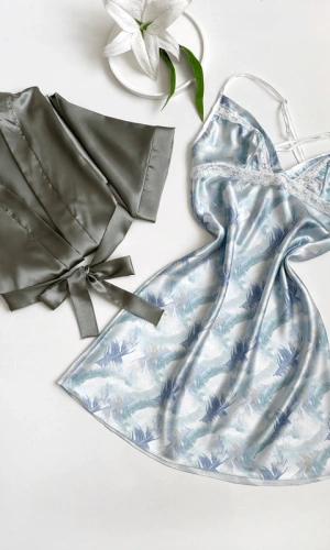 Saten Gecelik Sabahlık Takım