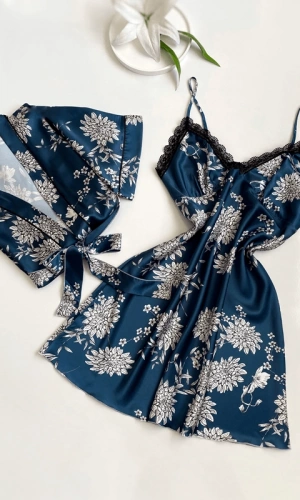 Saten Gecelik Sabahlık Takım