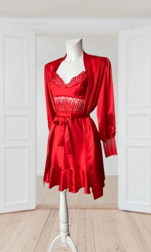 Saten Gecelik Sabahlık Takım