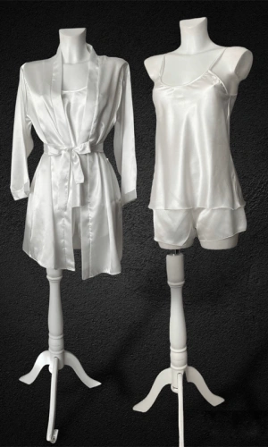 Satin Dressing Gown Set with Shorts