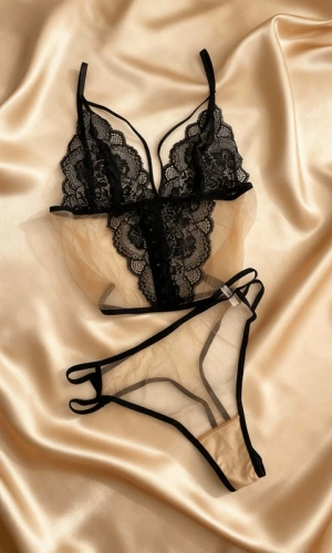 Black Lace Tulle Bustier Set