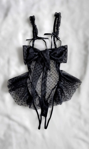 Siyah Özel Bölgesi Açık Puantiye Detaylı Göğüs Dekolteli Transparan Bodysuit