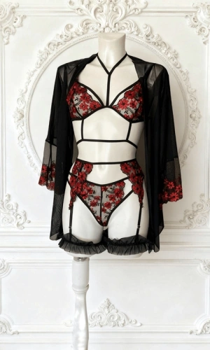 Siyah Tül Sabahlıklı Jartiyer Takım