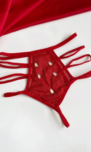 Taş Detaylı Fileli String