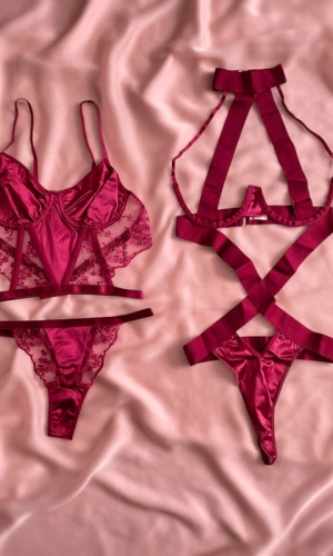 Vişne Dantel Detaylı Büstiyer Takım & Bodysuit Kombin