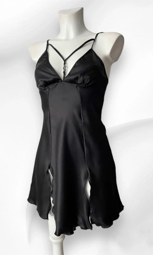 Slit Detailed Satin Nightgown