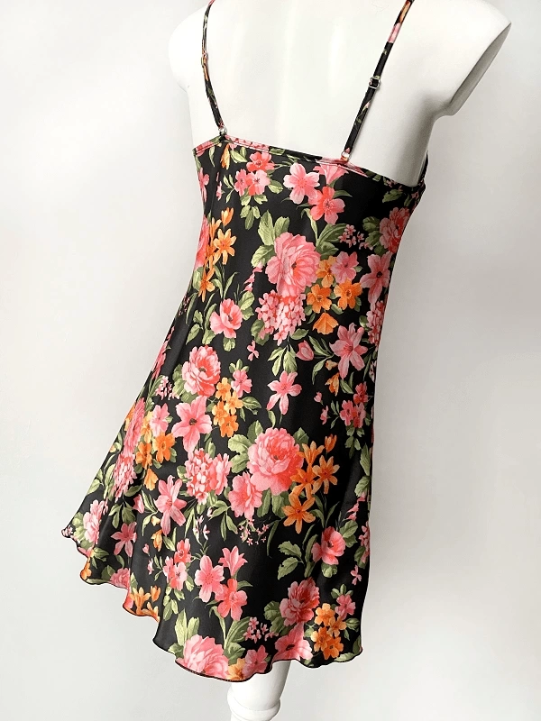 Floral Printed Satin Nightgown