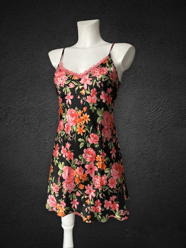 Floral Printed Satin Nightgown