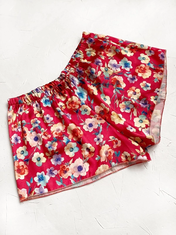 Floral Satin Shorts Set