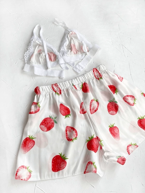 Strawberry Printed Shorts Set