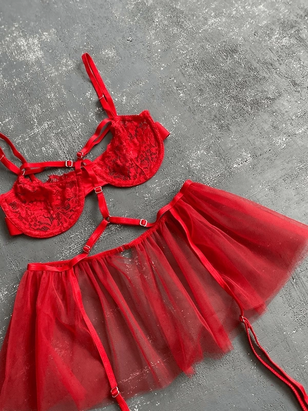 Lace Adjustable Elastic Garter Set