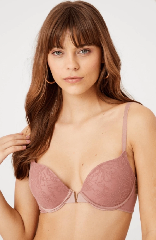 Velvet Floral Detailed Violet Bra Set